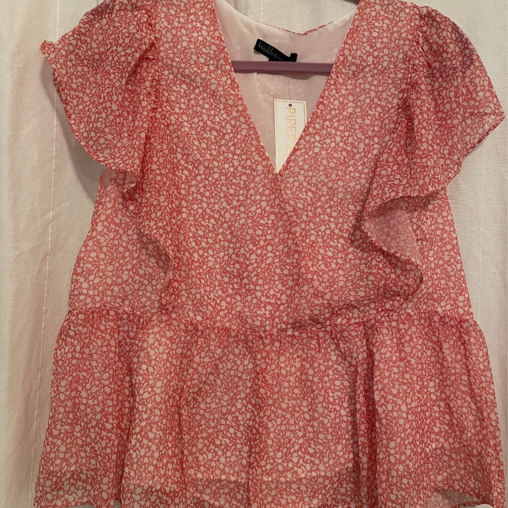 NEW WITH TAGS - Wishlist Apparel Ruffle Peplum Blouse - L